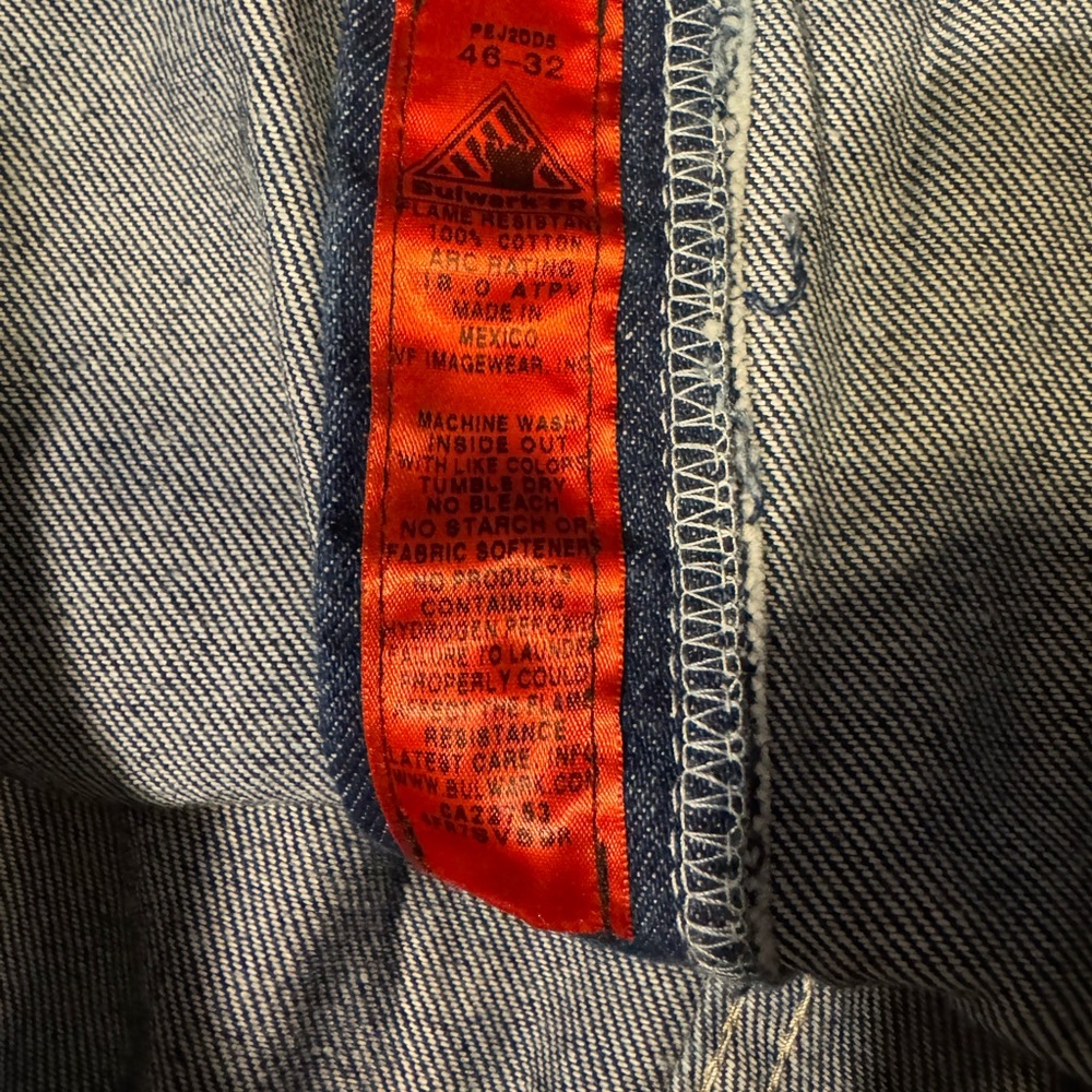 Bulwark FR Jeans Mens 46x32 Relaxed Fit Flame Resistant Workwear Dark Wash Denim - Picture 3 of 10